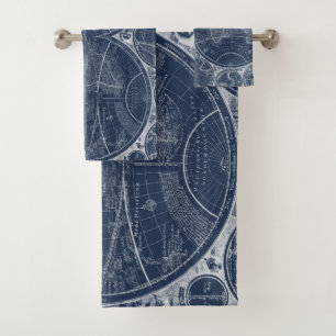 World Globes Blueprint Badhandtuch Set