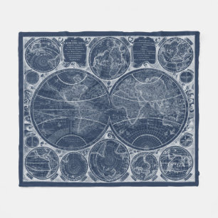 World Globes Blueprint Fleecedecke