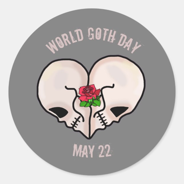 World Goth Day Aufkleber Herz Skull (Vorderseite)