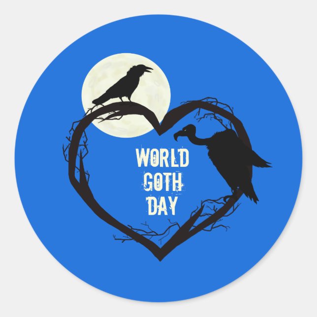 World Goth Day Aufkleber mit Raven & Vulture (Vorderseite)