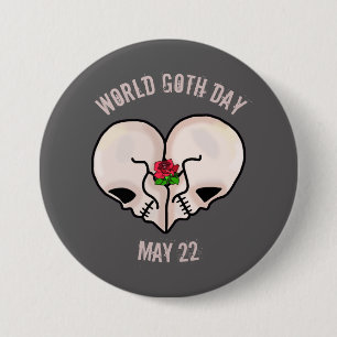 World Goth Day Button mit Herz Skull