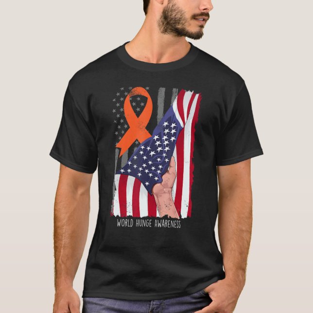 World Hunge Shirt Awareness American Flag Orange R (Vorderseite)