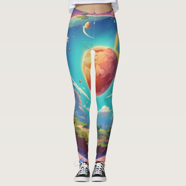 "World in Technicolor: Satellitenblick Digitale Ku Leggings (Vorderseite)