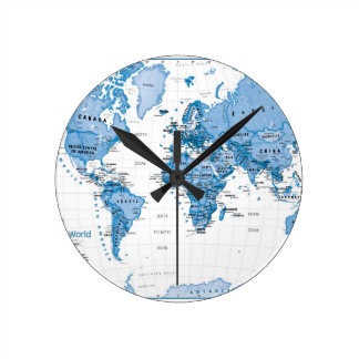 World is Art Blue - Children Runde Wanduhr