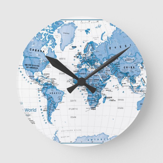 World is Art Blue - Children Runde Wanduhr (Vorderseite)