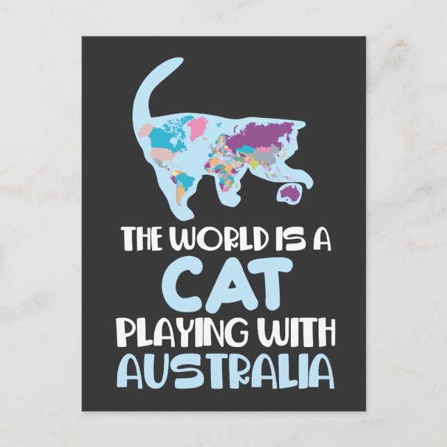 World ist eine Katze, die in Australien spielt Spa Postkarte (Vorderseite)