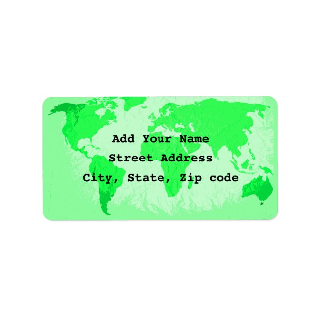 World Map Abstract Neon Green Artsy Traveler 2023 Adressaufkleber (Vorne)