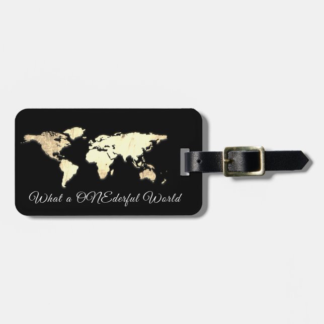 World Map Adresse Was für ein Onederful White Blac Gepäckanhänger (Vorderseite horizontal)