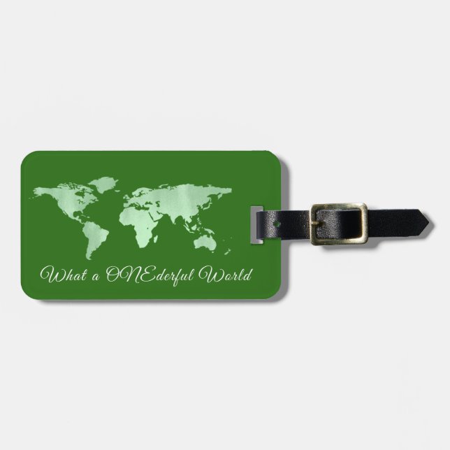 World Map Adresse Was für eine ONEderful World Gre Gepäckanhänger (Vorderseite horizontal)