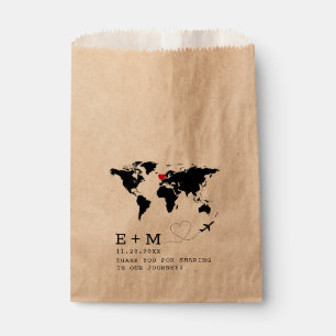 World Map Airplane Thema Herz-Schreibmaschine Reis Geschenktütchen