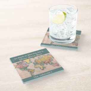 World Map Atlas Travel Lover Glasuntersetzer