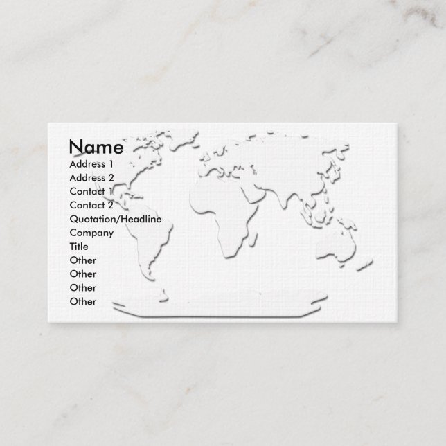 World Map Business Card Weiß Visitenkarte (Vorderseite)