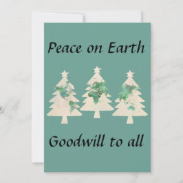 World Map Christmas Trees Card Feiertagskarte
