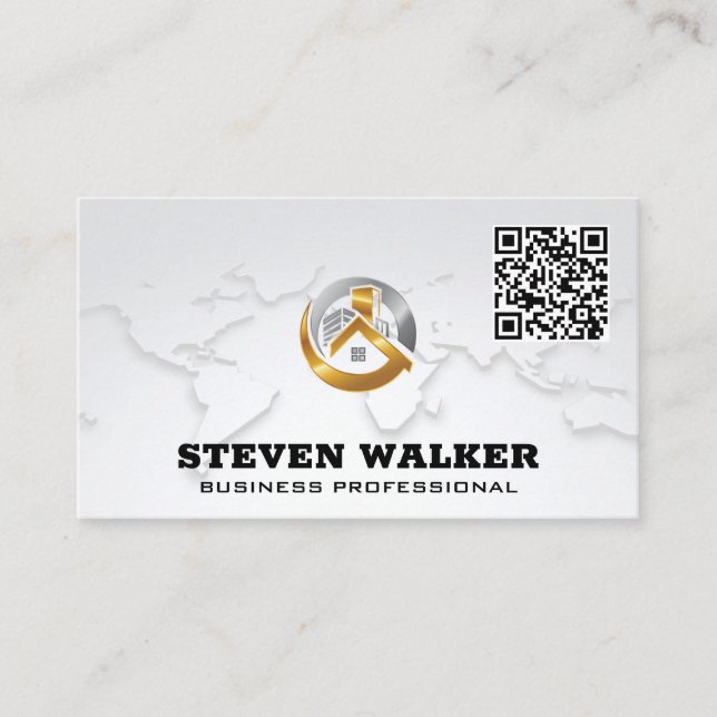World Map | Corporate Property Logo | QR Visitenkarte (Vorderseite)