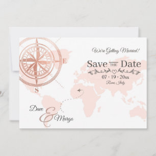 World Map Destination Card Save The Date