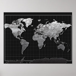 world map galaxy black and white 4 poster