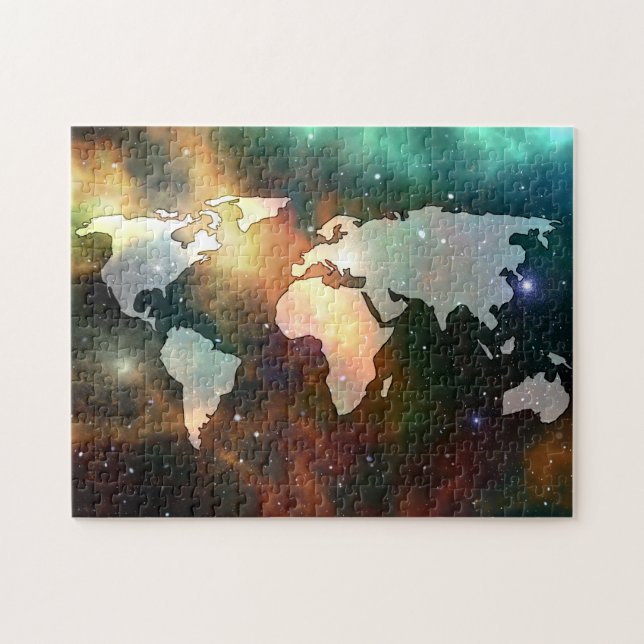 World Map Galaxy Stars Foto (Horizontal)