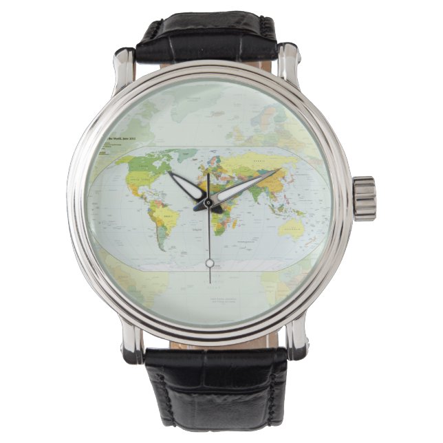 World Map Globe Country Atlas Armbanduhr (Vorderseite)