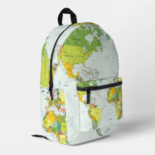 World Map Globe Country Atlas Bedruckter Rucksack
