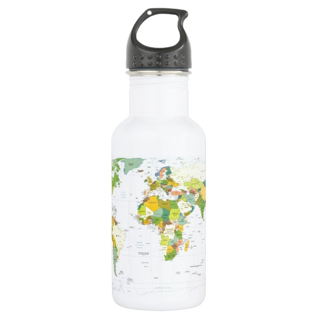 World Map Globe Country Atlas Edelstahlflasche (Vorderseite)