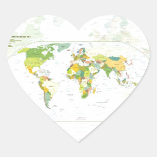 World Map Globe Country Atlas Herz-Aufkleber