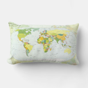 World Map Globe Country Atlas Lendenkissen
