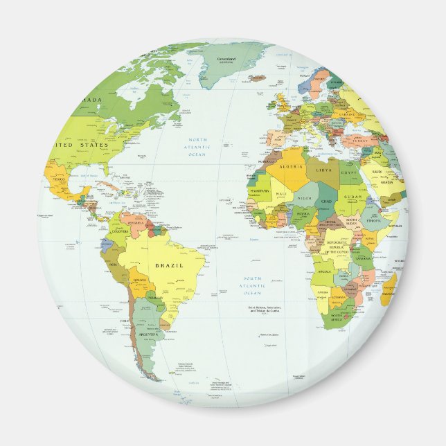 World Map Globe Country Atlas Magnet (Vorne)