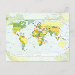 World Map Globe Country Atlas Postkarte