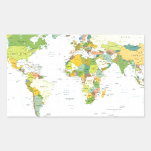World Map Globe Country Atlas Rechteckiger Aufkleber