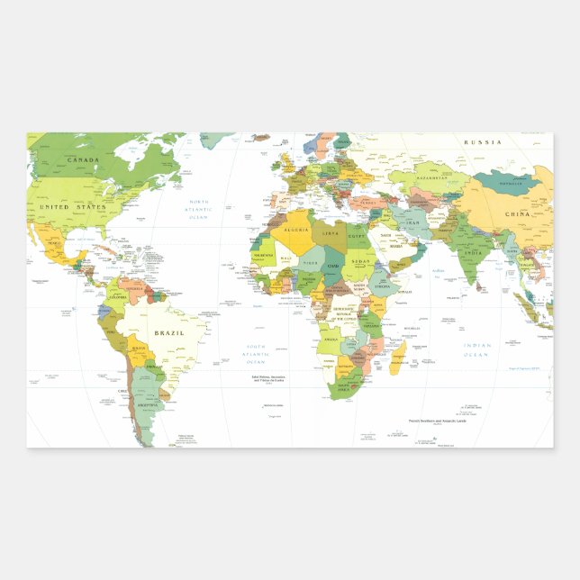 World Map Globe Country Atlas Rechteckiger Aufkleber (Vorderseite)