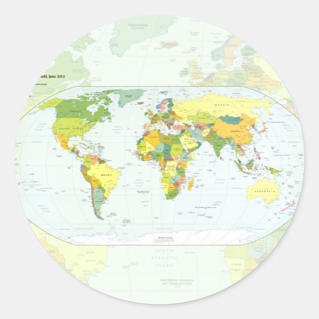 World Map Globe Country Atlas Runder Aufkleber (Vorderseite)
