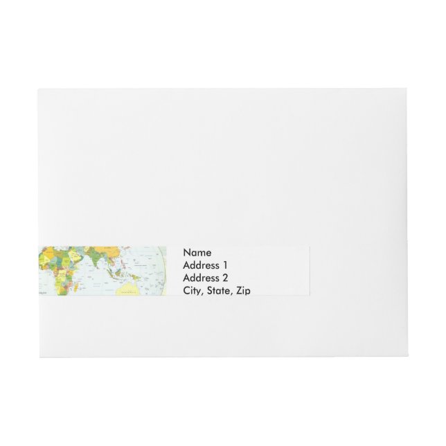 World Map Globe Country Atlas Rundum-Adressaufkleber (Vorderseite)