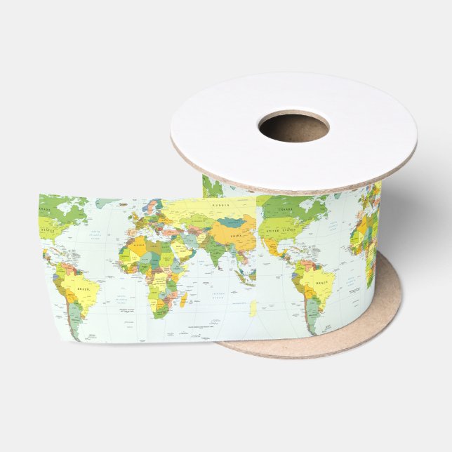 World Map Globe Country Atlas Satinband (Spule)