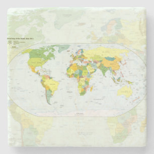 World Map Globe Country Atlas Steinuntersetzer