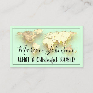 World Map Globe Map Reiseagentur Gold Logo Minze Visitenkarte