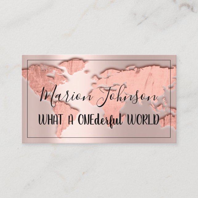 World Map Globe Map Reiseagentur Rosen Blush Visitenkarte (Vorderseite)