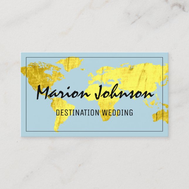 World Map Globe Map Reisebüro Logo Gold Visitenkarte (Vorderseite)