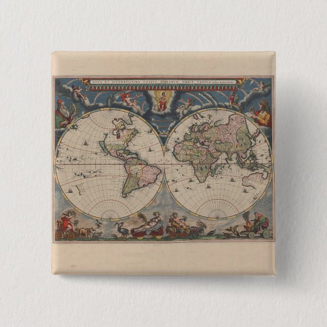 World Map Globe Reiseantik Button (Vorderseite)