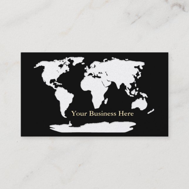 World Map Gold/Black Business Card 1 Visitenkarte (Vorderseite)