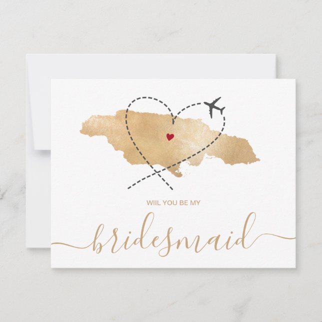 World Map Gold werden Sie meine Bridesmaid sein Einladung (Vorderseite)