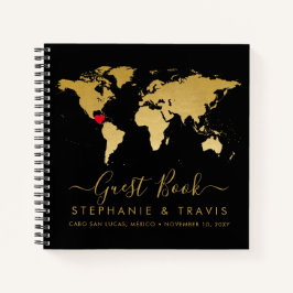 World Map Heart Destination Gästebuch Notizbuch