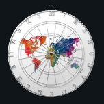 World map in watercolor dartscheibe<br><div class="desc">Watercolor world map with vibrant colors and a perfect finish</div>
