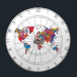 World map in watercolor dartscheibe<br><div class="desc">Watercolor world map with vibrant colors and a perfect finish</div>