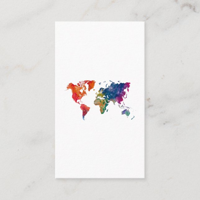 World map in watercolor visitenkarte (Vorderseite)