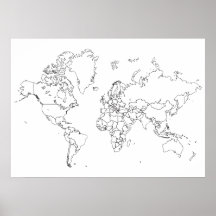 World Map Kontur Poster