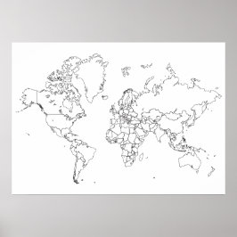 World Map Kontur Poster