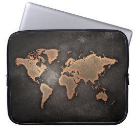 World map leather geographical brown laptopschutzhülle