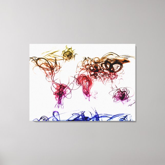 World Map Light Writing Leinwanddruck (Vorderseite)