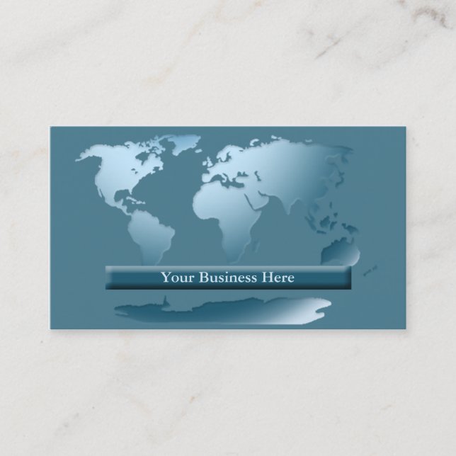 World Map Ocean Blue Business Card 1 Visitenkarte (Vorderseite)