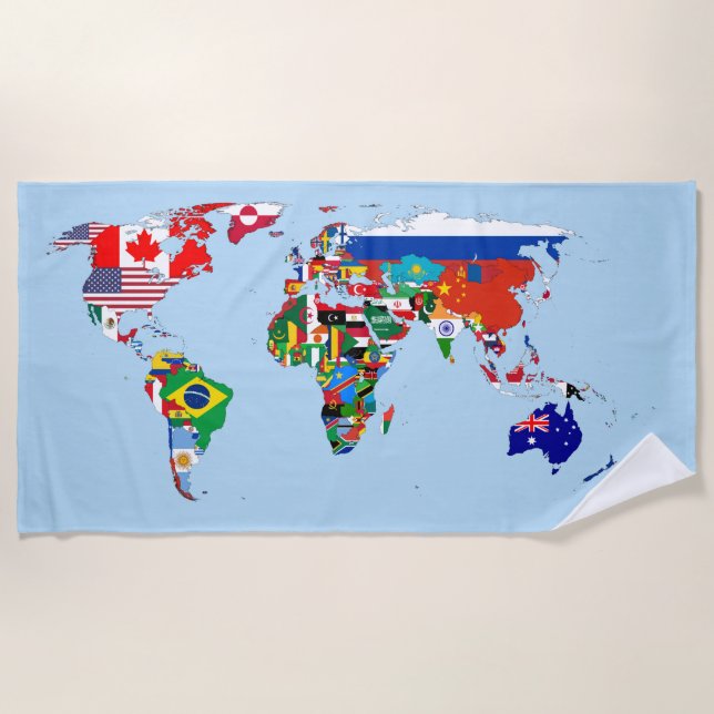 World Map of Flags Beach Towel Strandtuch (Vorderseite)